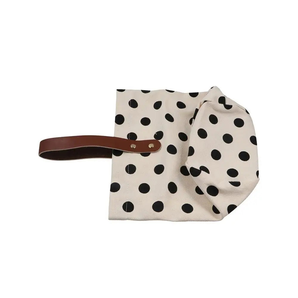 Simple Wave Point Polka Dot Canvas Bucket Bag Korean Style Large Capacity Handbag Tote Bag Lunch Bag Mummy Bag Travel