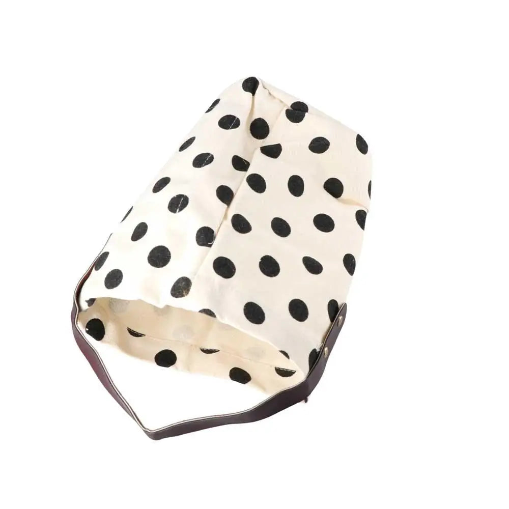 Simple Wave Point Polka Dot Canvas Bucket Bag Korean Style Large Capacity Handbag Tote Bag Lunch Bag Mummy Bag Travel