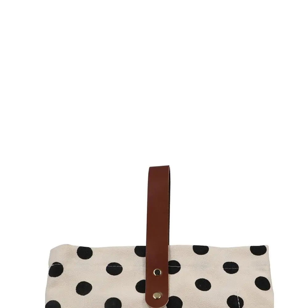 Simple Wave Point Polka Dot Canvas Bucket Bag Korean Style Large Capacity Handbag Tote Bag Lunch Bag Mummy Bag Travel